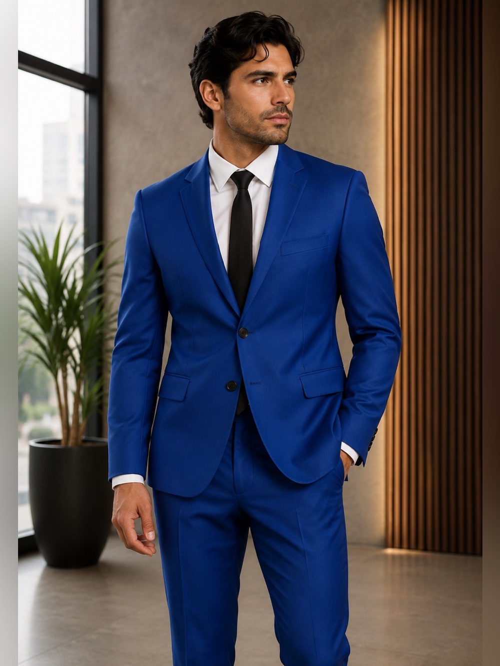 New The Kooples Men Blue Wool-Blend Suit Jacket – Size French 50 / US 40
